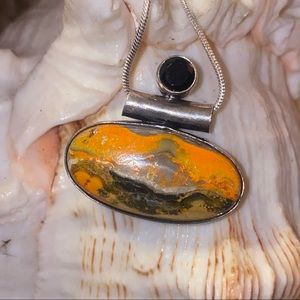Dainty Bumble bee Jasper handmade pendant